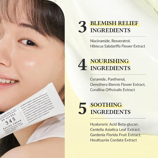 Dr. Althea 345 Relief Cream from Originala, a soothing moisturizer with barrier repair properties in a jar.