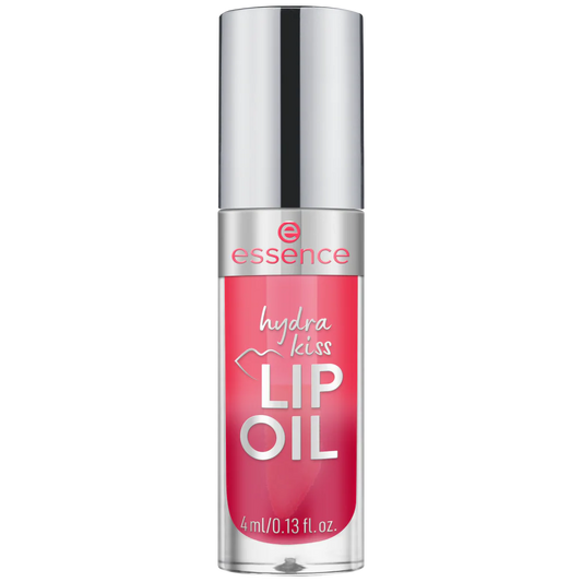 Essence Hydra Kiss Lip Oil pink bottle with silver cap, 4 ml