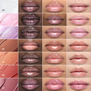 SEPHORA COLLECTION Glossed Lip Gloss shade swatches grid in nude-pink hues