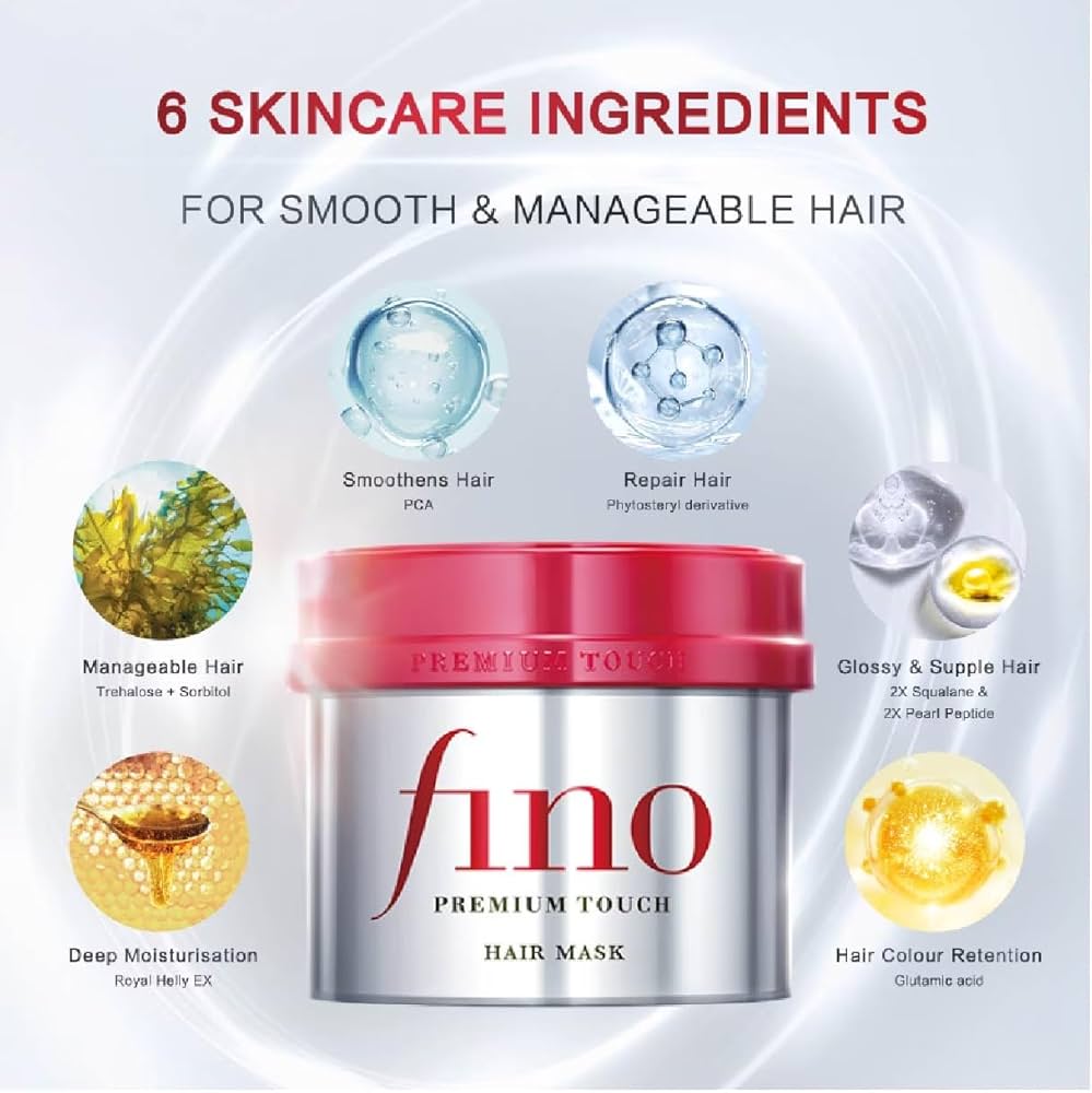 Fino Premium Touch Hair Mask by Originala showing a jar of deep repair and intense moisture treatment for hair.
