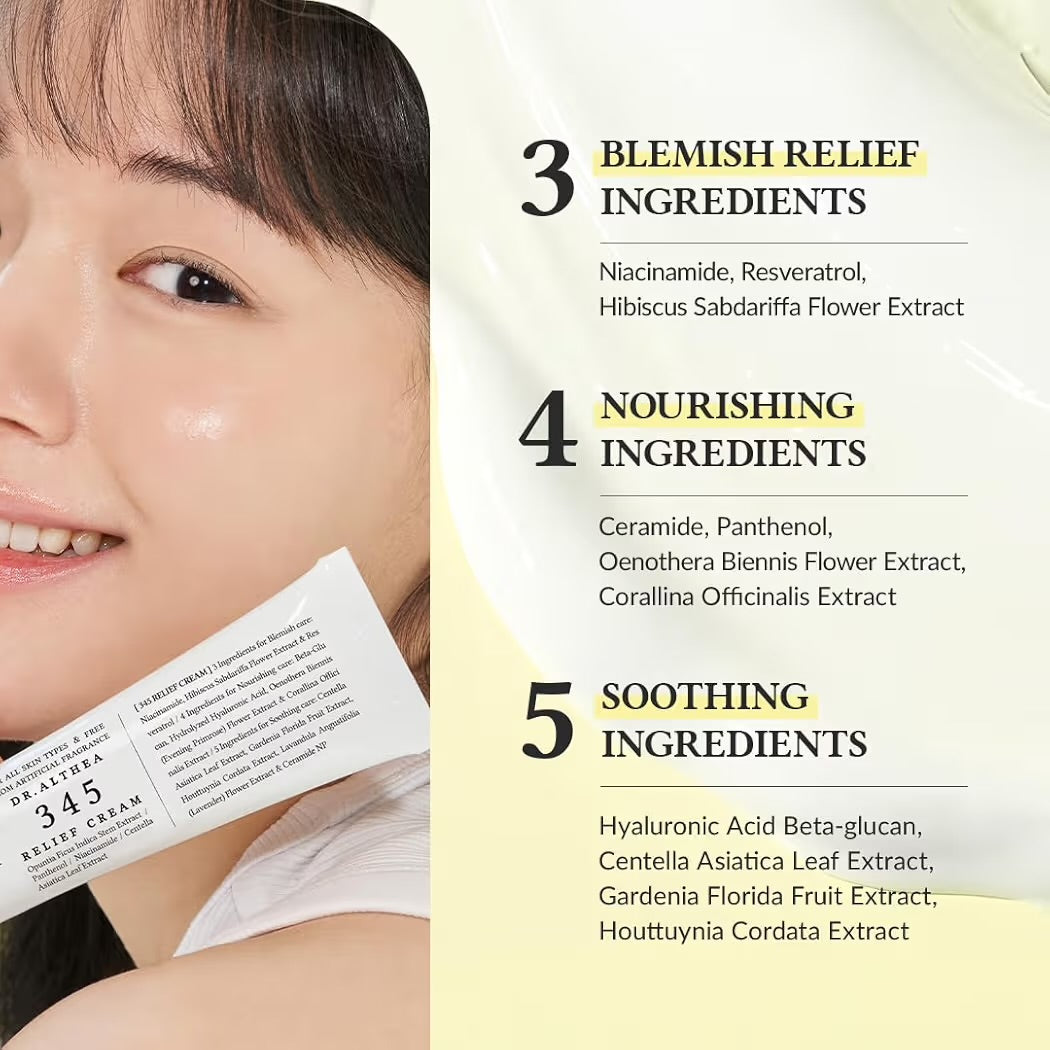 Dr. Althea 345 Relief Cream from Originala, a soothing moisturizer with barrier repair properties in a jar.