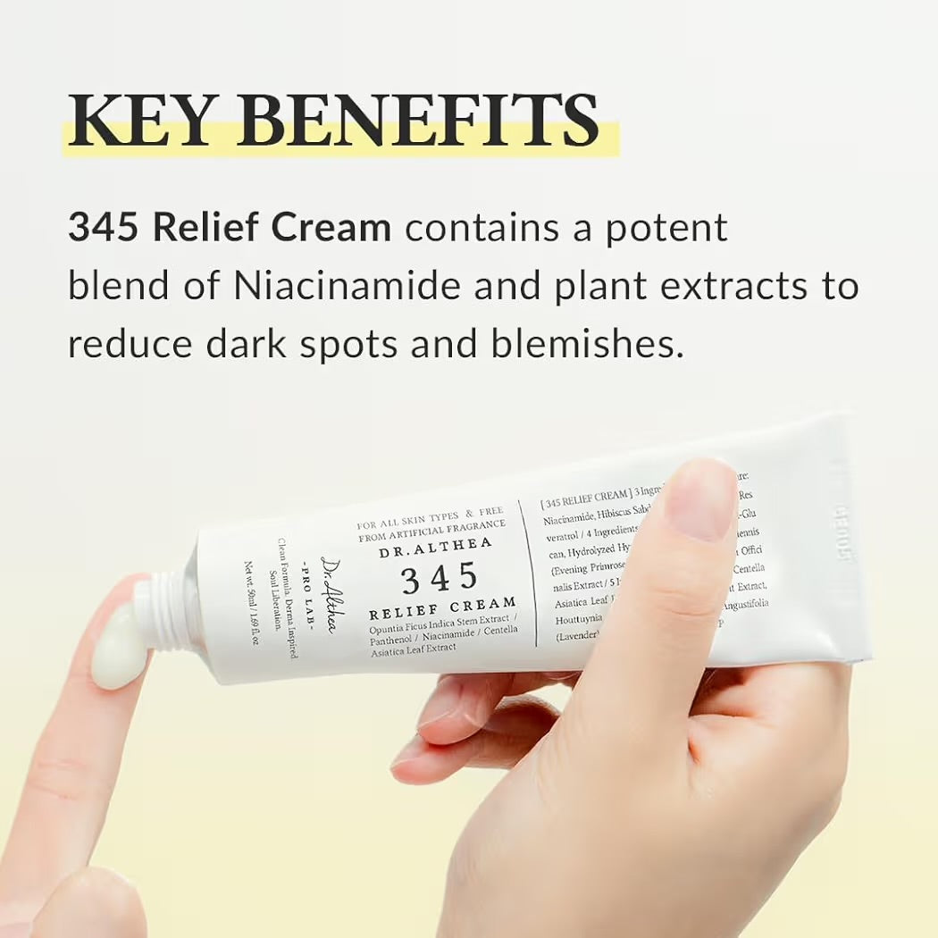 Originala Dr. Althea 345 Relief Cream in a jar, soothing moisturizer for skin barrier repair and hydration.