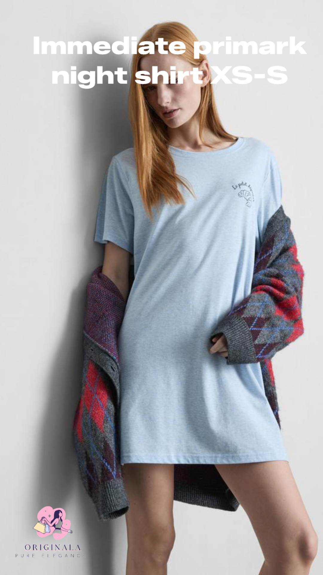 Originala Graphic Sleep T-Shirt, light blue oversized nightgown